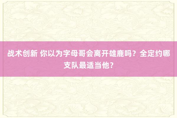 战术创新 你以为字母哥会离开雄鹿吗？全定约哪支队最适当他？