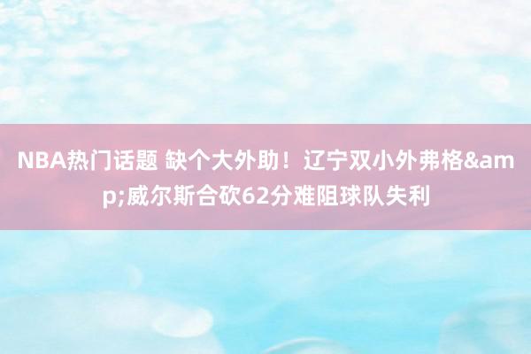 NBA热门话题 缺个大外助！辽宁双小外弗格&威尔斯合砍62分难阻球队失利