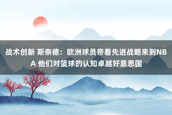 战术创新 斯奈德：欧洲球员带着先进战略来到NBA 他们对篮球的认知卓越好意思国